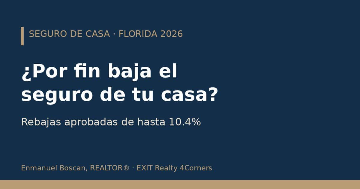 Lee más sobre el artículo Seguro de Casa en Florida 2026: ¿Por Fin Está Bajando? Rebajas de Hasta 10.4% y Cómo Pagar Menos